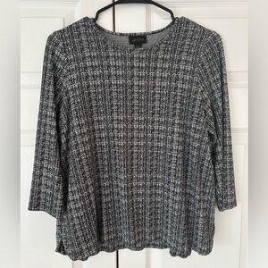 NWOT J.Jill Wearever Women’s Black Houndstooth Slit Tunic Blouse Shirt Size PM